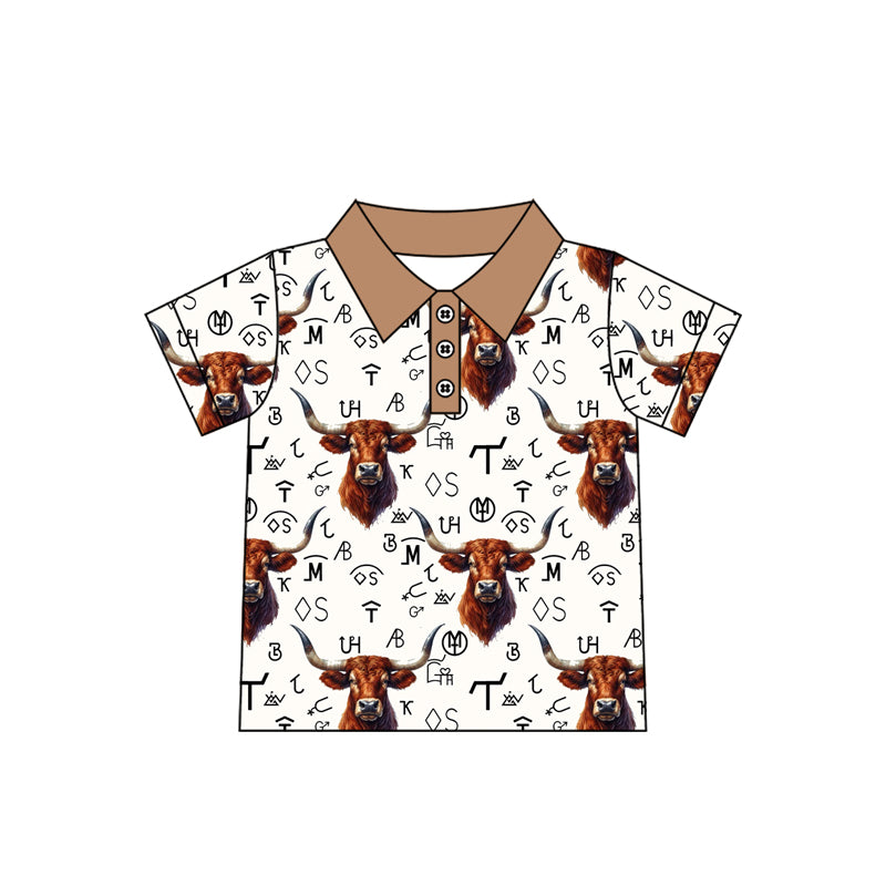 Short sleeves khaki top highland cow brands kids boys clothes