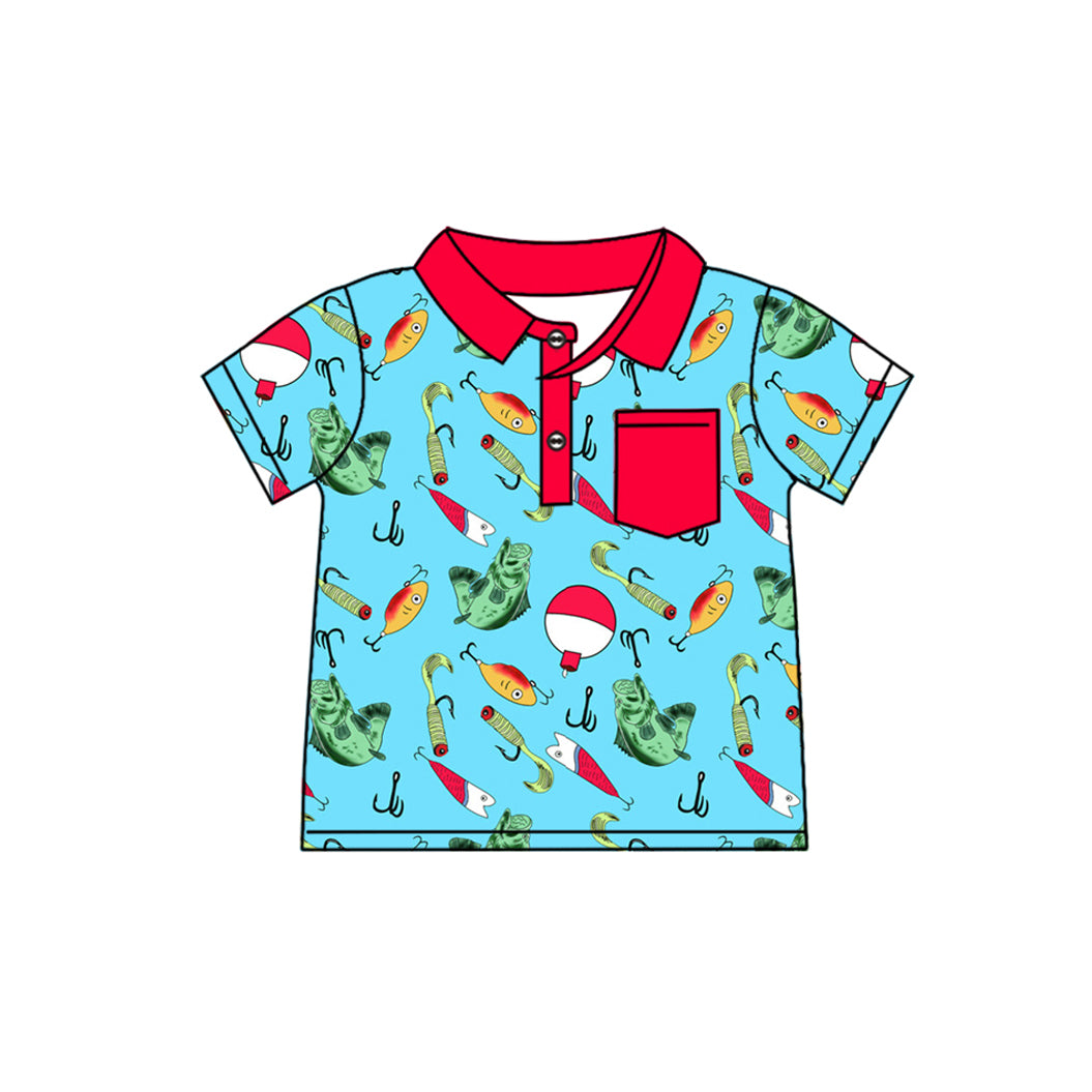 Short sleeves fishing top shorts kids boys pajamas