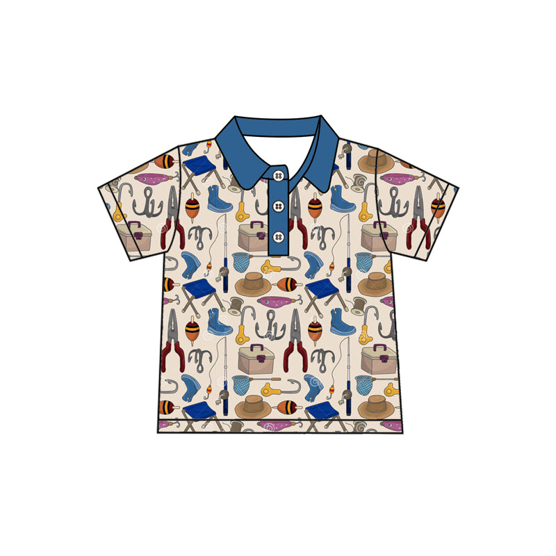 Baby Boys Hot Blue Short Sleeves Pocket Top Fishing Short Hunting Set