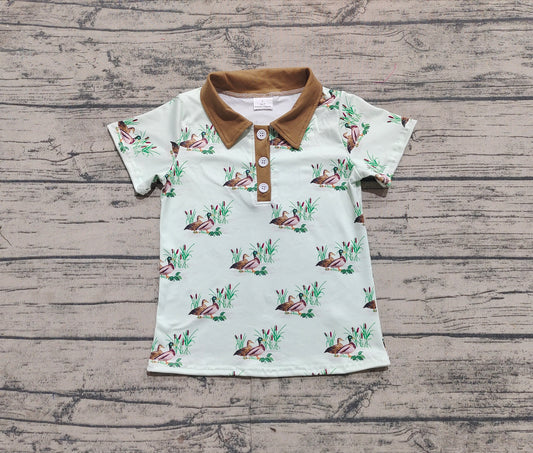 BT1174Kids Boys Short Sleeve Polo Shirt Duck Khaki Casual Summer Fashion for Children