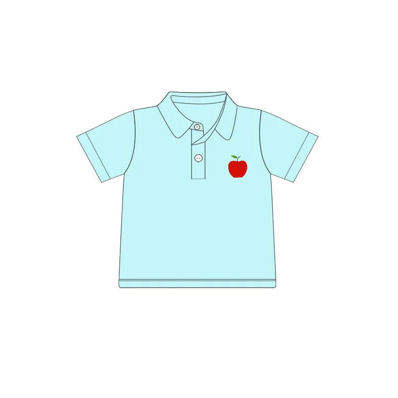 Baby Girls Blue Back To School Apple Knee Length Dresses