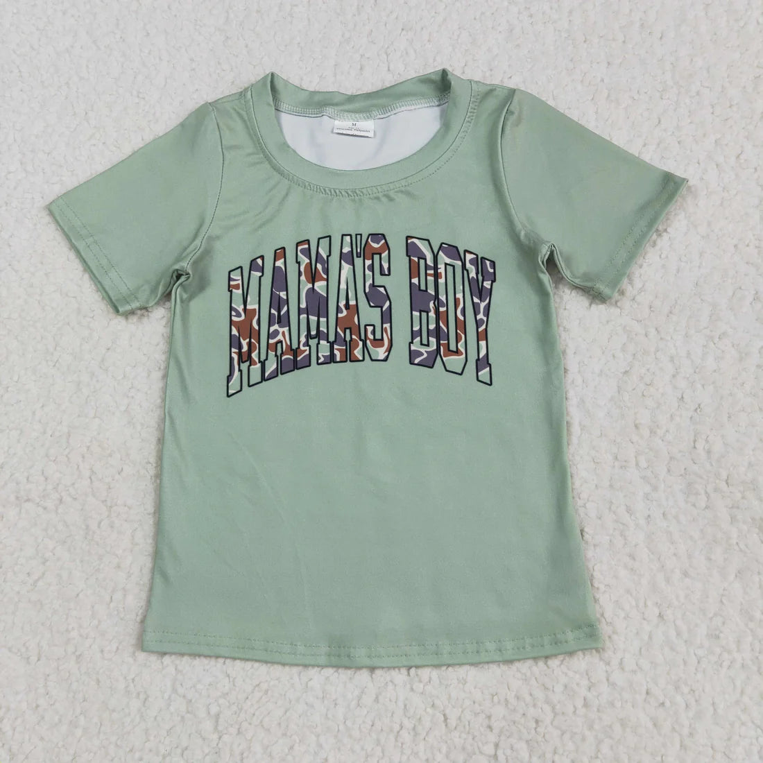 12.20 RST Sibling Baby Boys Short Sleeves Camo Mama's Boy Tee Shirts Tops