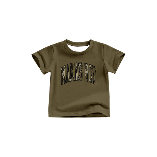 BT1185Kids Short Sleeve Camo Shirt 'Mama's Boy' Print Bottomland T-Shirt for Children's Clothing
