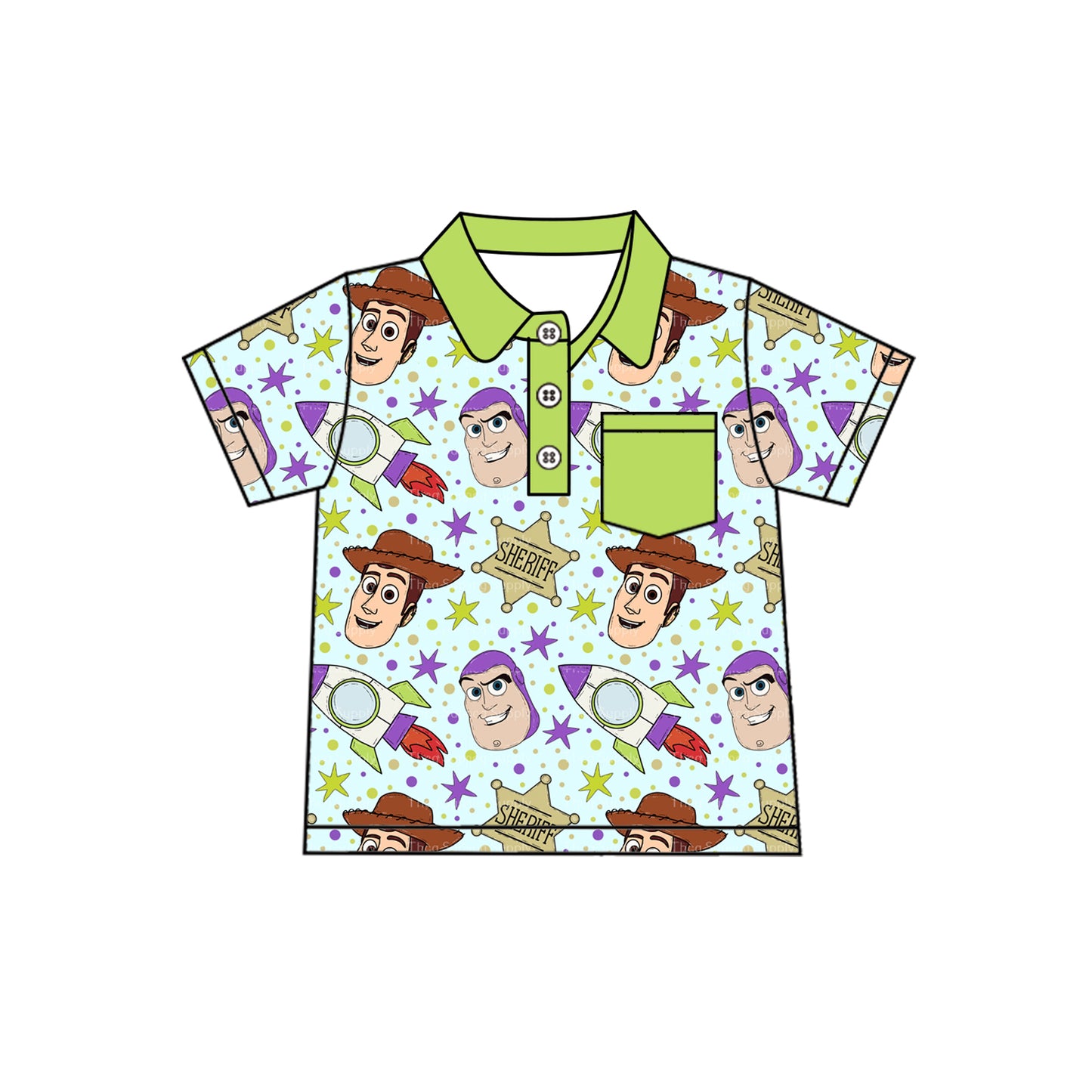 Cute Green Short-Sleeved Pocket Top and Shorts Combo for Kids Boys with Toy Surprises