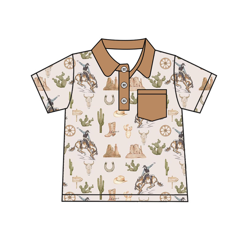 Cool Khaki Short-Sleeve Pocket Top and Shorts for Western Boys