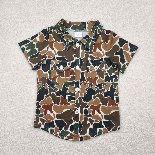 6.27   BT1200 RTS NO MOQ  Baby Boys Summer Tops toddler boys clothes camouflage short Sleeve Top