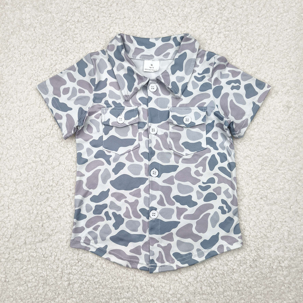 6.10  BT1202SRTS NO MOQ Baby Boys Summer Tops toddler boys clothes camouflage short Sleeve Top