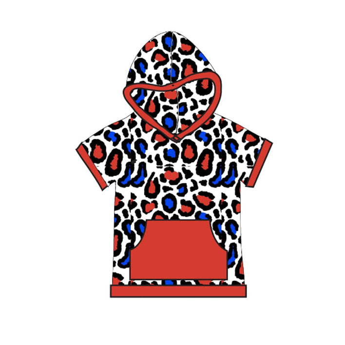 Leopard Print Baby Kids Pajamas Red Blue 4th of July Theme Comfortable Sleepwear for Children