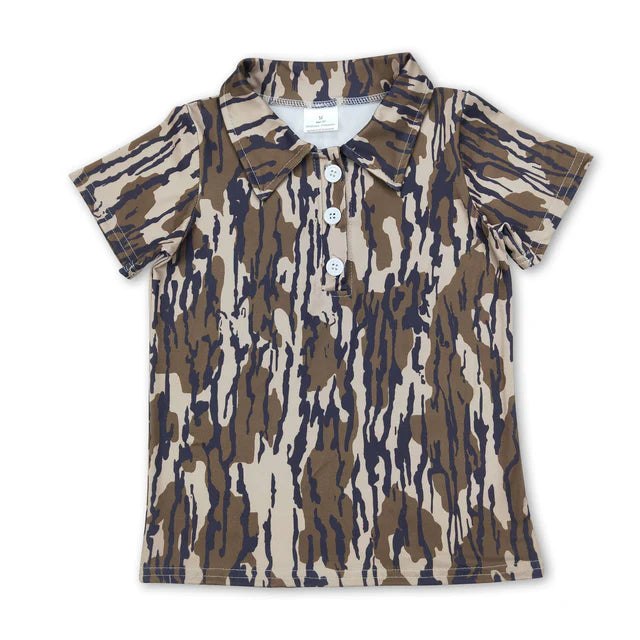 5.13 RTS NO MOQ （In stock）BT1207+SS0731 Camo short sleeves boys polo shirt outfits