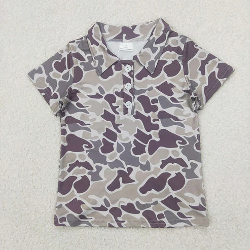11.28 RST Sibling Baby Boys Short Sleeves Button Camouflage Polo Shirts Tops