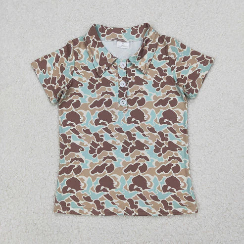 11.28 RST Sibling Baby Boys Short Sleeves Button Camouflage Polo Shirts Tops