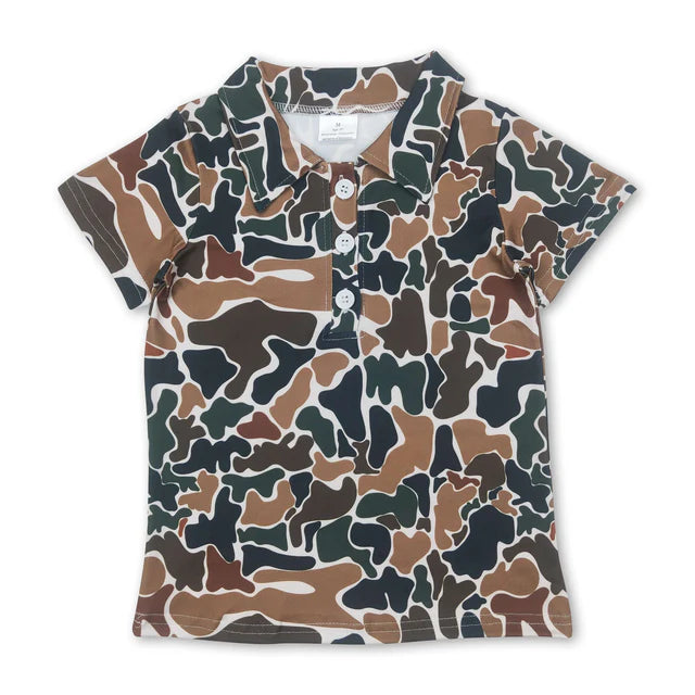 RTS Sibling Baby boys Short Sleeve Southern Hunting Camo Button Polo Shirts Top