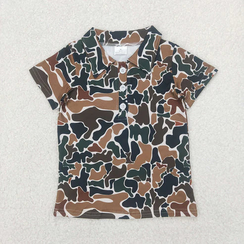 11.28 RST Sibling Baby Boys Short Sleeves Button Camouflage Polo Shirts Tops