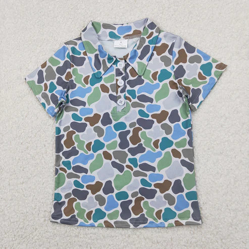 11.28 RST Sibling Baby Boys Short Sleeves Button Camouflage Polo Shirts Tops
