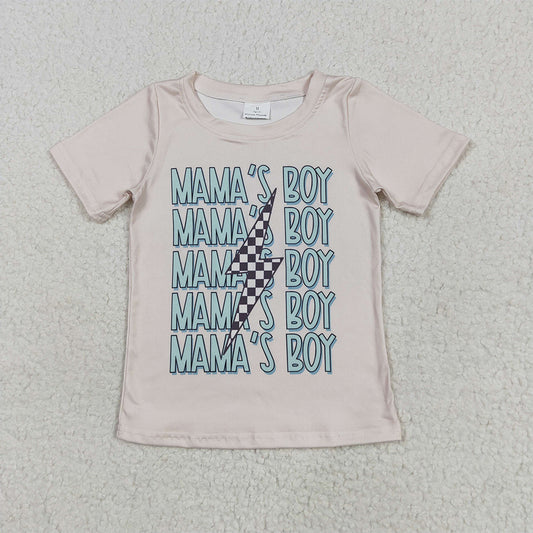 7.01 BT1229RTS NO MOQ Baby Boys Summer Tops Baby Boys Short Sleeves MAMA'S BOY Lightning Tee Shirts Top
