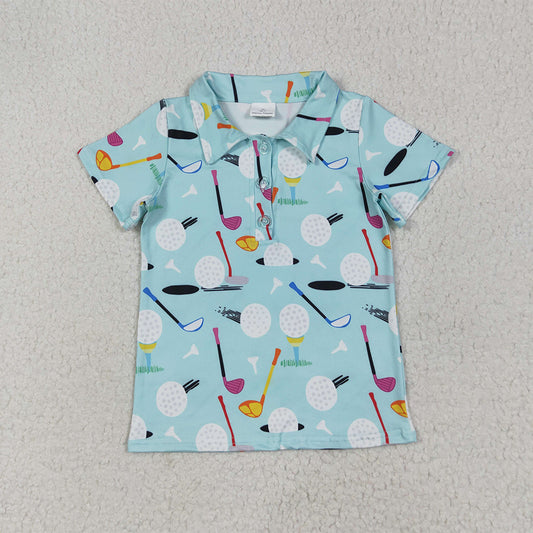 7.10 BT1234 RTS NO MOQ Baby Boys Summer Tops  Baby Boys Blue Short Sleeves Golf Button Polo Shirts Top