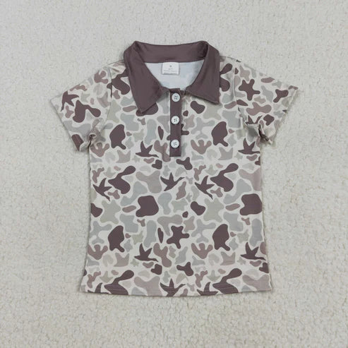 11.1 RST Sibling Baby Girls Short Sleeve Southern Hunting Camo Button Polo Shirts Top