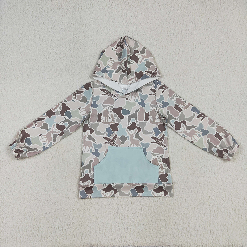 USA Warehouse (IN STOCK)  Long Sleeves Camouflage Deer Duck Kids Boys Hoodie Outdoor Casual Streetwear for Children