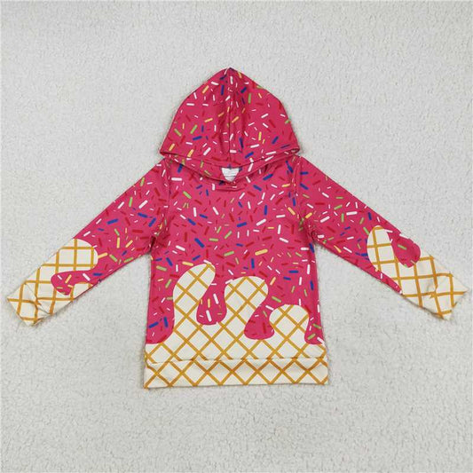 USA Warehouse (IN STOCK) BT1271 Pink Ice Cream Sprinkle Long Sleeve Baby Kids Team Hoodie Unisex Infantwear Soft Comfortable Clothing