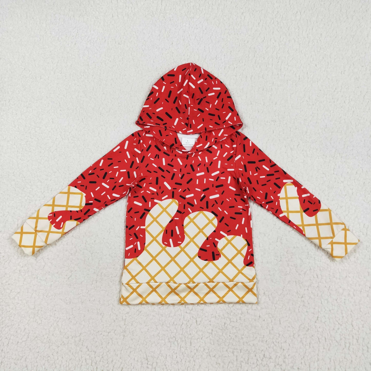 USA Shop (in stock)（In stock）BT1272Baby Boys Long Sleeve Tops Baby Boys Red Long Sleeves Sprinkles Drips Team Hoodies Tops