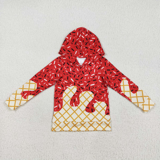 USA Shop (in stock)（In stock）BT1272Baby Boys Long Sleeve Tops Baby Boys Red Long Sleeves Sprinkles Drips Team Hoodies Tops