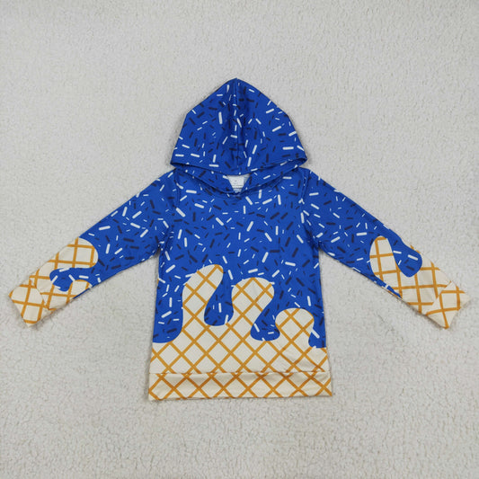 USA Shop (in stock)BT1275 Baby Boys Long Sleeve Tops Baby Kids Royal Blue Long Sleeves Team Sprinkles Drips Hoodies Tops
