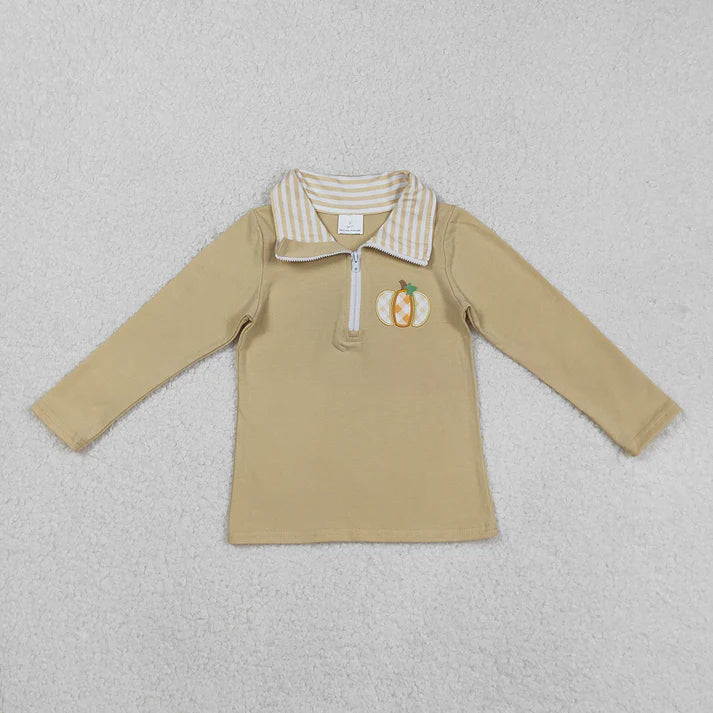 RTS Sibling Baby Long Sleeve Tops Plaid Pumpkin Zipper Pullover Fall Jacket Comfortable And Stylish Autumn Outerwear for Children