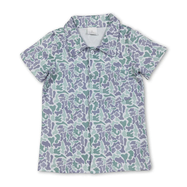 RTS Sibling Baby Boys Short Sleeve Southern Hunting Camo Button Polo Shirts Top