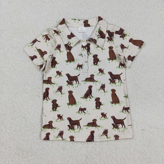 RTS NO MOQ （In stock）BT1299 Baby Boys Summer Tops Dogs Southern Hunting Button Pullovers Tops
