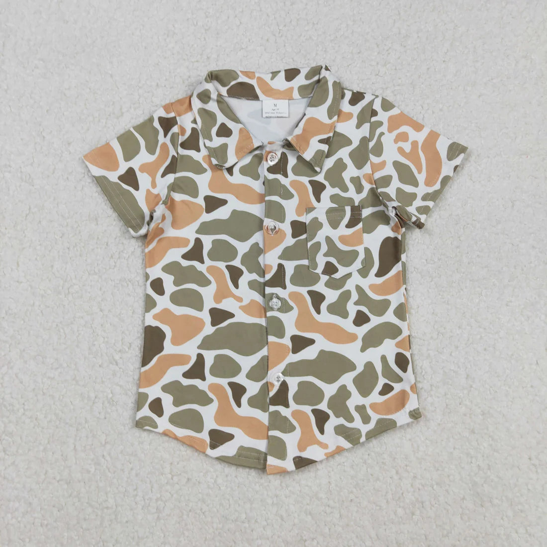 11.18 RST Sibling Baby Boys Southern Camo Short Sleeves Button Pockets Shirts Tops