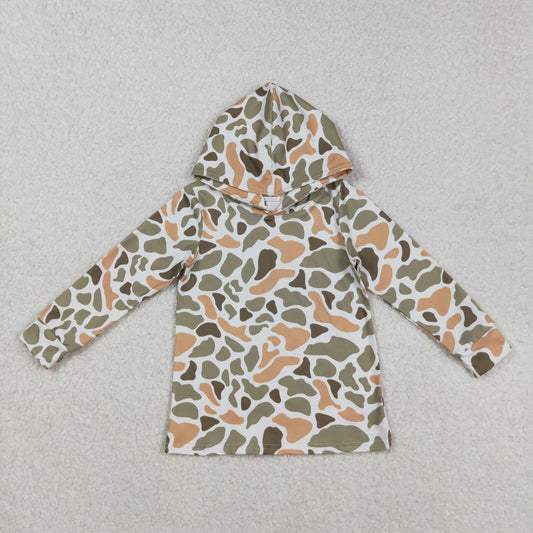 RTS NO MOQ （In stock）BT1313 Baby Boys Long Sleeve Tops Camouflage Hoodie Southern Green Khaki Hooded Tops f