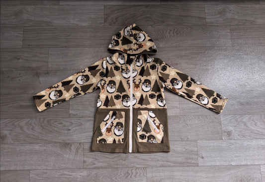 BT1328 Sample No Moq milk silk Baby Boys Christmas Santa Deer Gifts Pocket Zipper Hoodies Top Preorder
