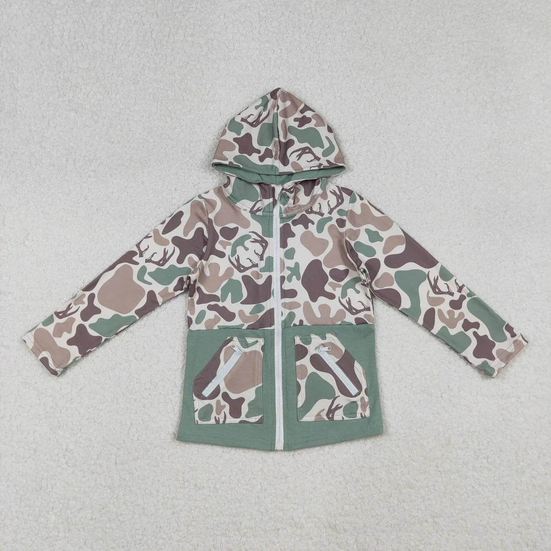 11.13 RTS Sibling Baby Boys Bull Skulls Deer Camo Pockets Zipper Hoodies Jackets Tops