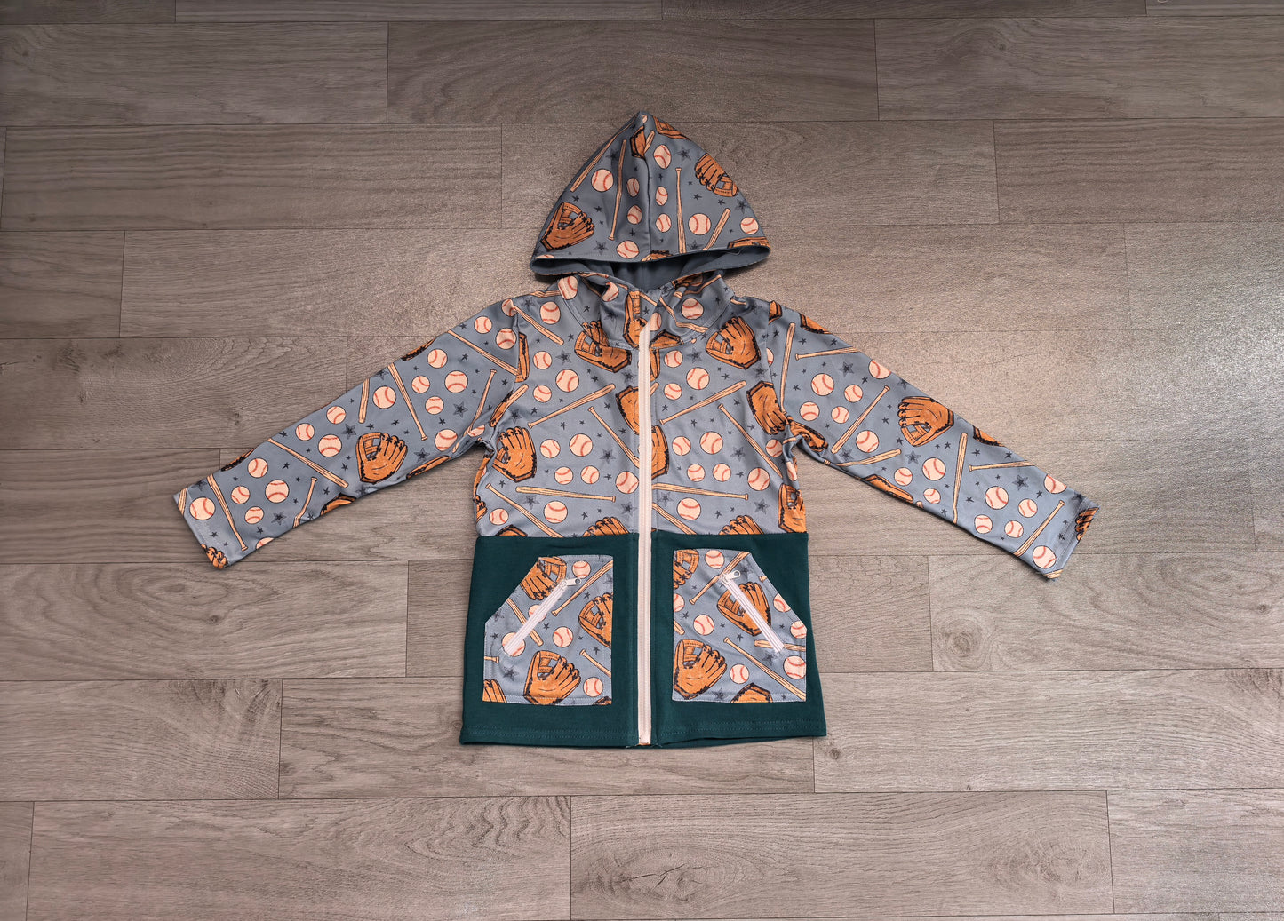 BT1342 Sample No Moq milk silk Baby Boys Baseballs Stars Pocket Zipper Team Hoodies Top