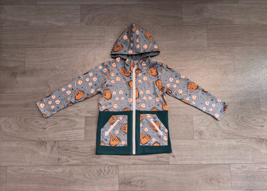 BT1342 Sample No Moq milk silk Baby Boys Baseballs Stars Pocket Zipper Team Hoodies Top