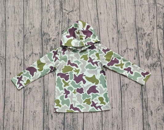 10.1 BT1374 XS-3XL Sample No Moq Baby Boys Green Ducks Camo Western Hoodies Top
