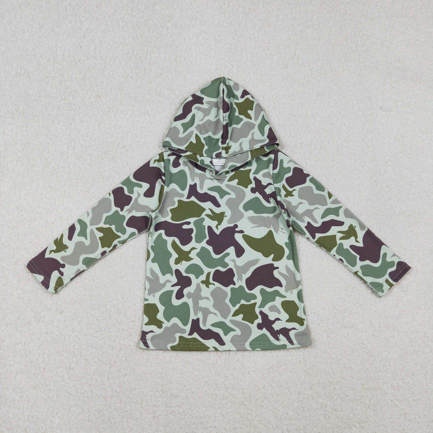 10.23 RTS NO MOQ （In stock）BT1374 Baby Boys Green Ducks Camo Hanting Hoodies Top