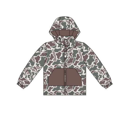 9.20 BT1376 Baby Boys Dark Green Camo Pocket Zipper Hoodies Jackets Top Preorder