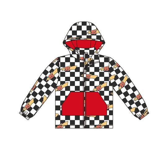 9.20 BT1377 Baby Boys Black Checked 95 Lights Pocket Zipper Hoodies Jackets Top Preorder