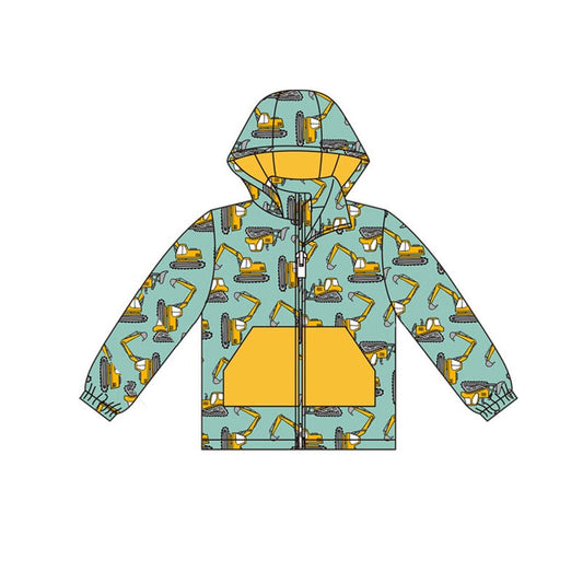9.20 BT1378 Baby Boys Excavators Pocket Zipper Hoodies Jackets Top Preorder