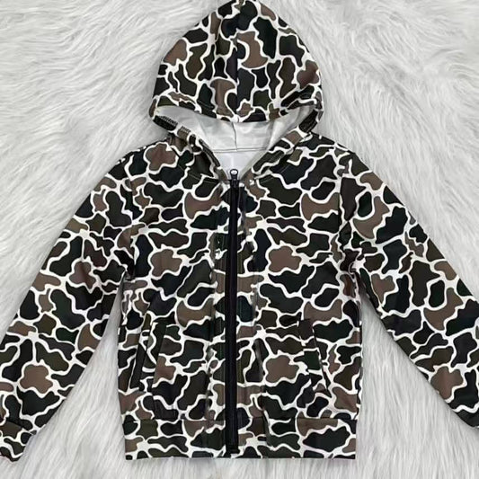 9.24 BT1382 Pre order No Moq Baby Boys Dark Brown Camo Pockets Zipper Western Hoodie Jackets Top