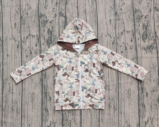 10.1 BT1390 XS-3XL Sample No Moq Baby Boys Grey Dogs Deer Ducks Camo Pockets Zipper Hoodies Top
