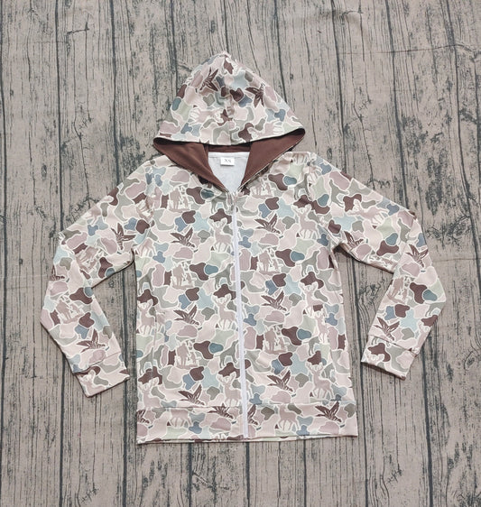 10.1 BT1392 Sample No Moq Adult Men Dogs Ducks Hunting Camo Pockets Zipper Hoodies Jackets