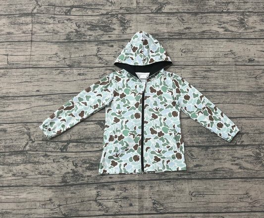 10.4 BT1399 Sample No Moq Baby Boys Green Brown Camo Pockets Zipper Southern Hoodies Top