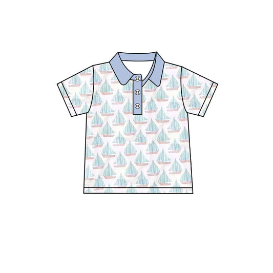 10.11 BT1401 Pre order No Moq Baby Boys Short Sleeve Boats Plaid Button Polo Shirts Top