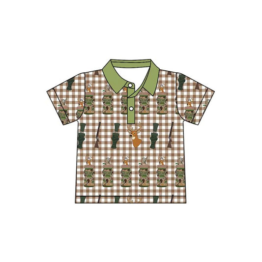 10.16 BT1410 Pre order No Moq Baby Boys Camo Calls Deer Button Hunting Polo Shirts Top