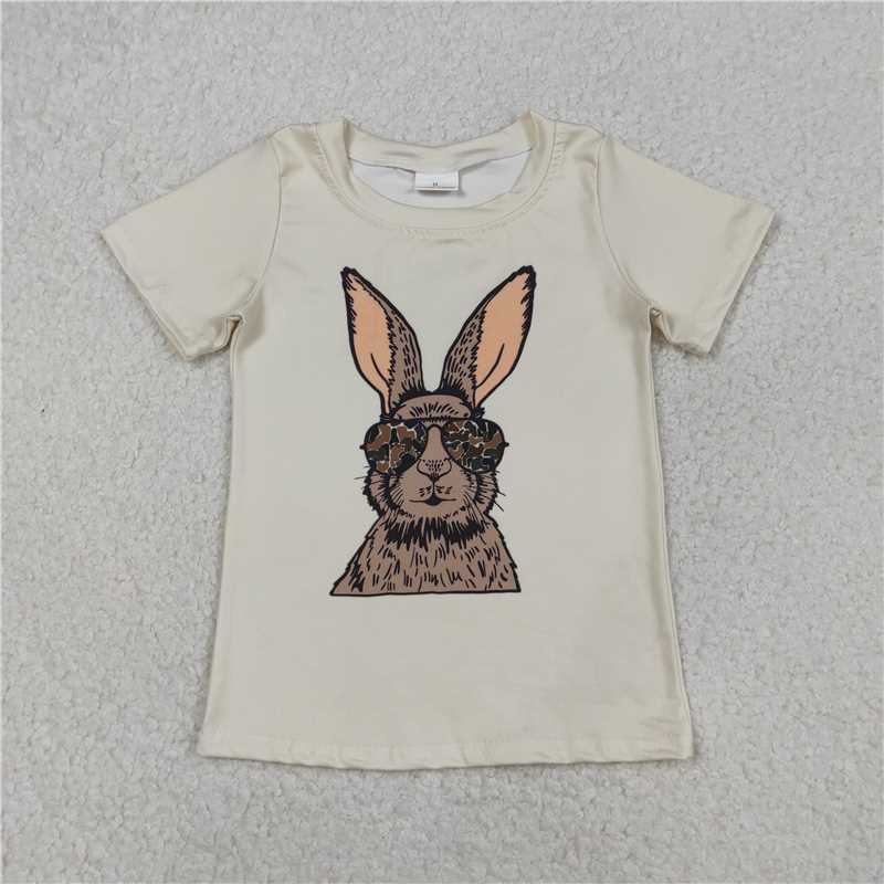 11.28 RTS NO MOQ （In stock）BT1414 Baby Boys Short Sleeve Rabbits Easter T-shirts Top