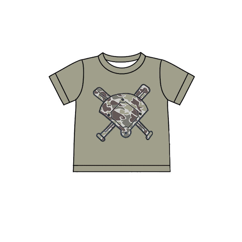 10.21 BT1417 Pre order No Moq Baby Boys Dark Grey Camo Baseball Short Sleeve Team T-shirts