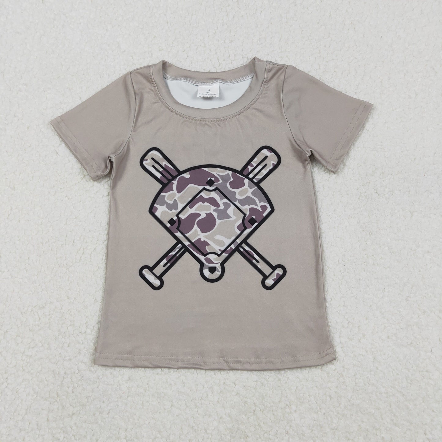 11.18 RTS NO MOQ （In stock）BT1417 Baby Boys Grey Camo Baseball Short Sleeve Team T-shirts