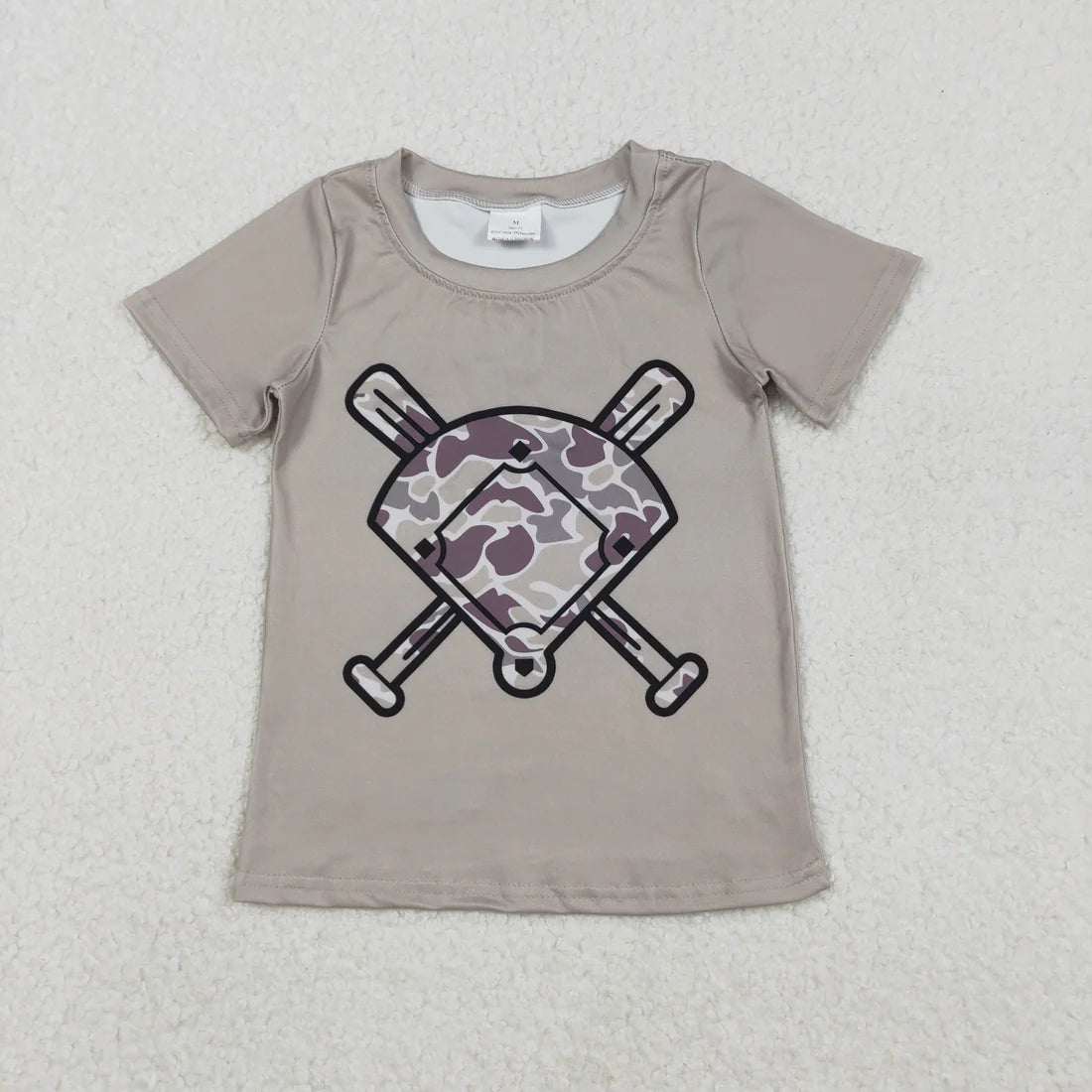 11.19 RST Sibling Baby Boys Short Sleeve Camo Baseballs Team T-shirts Top